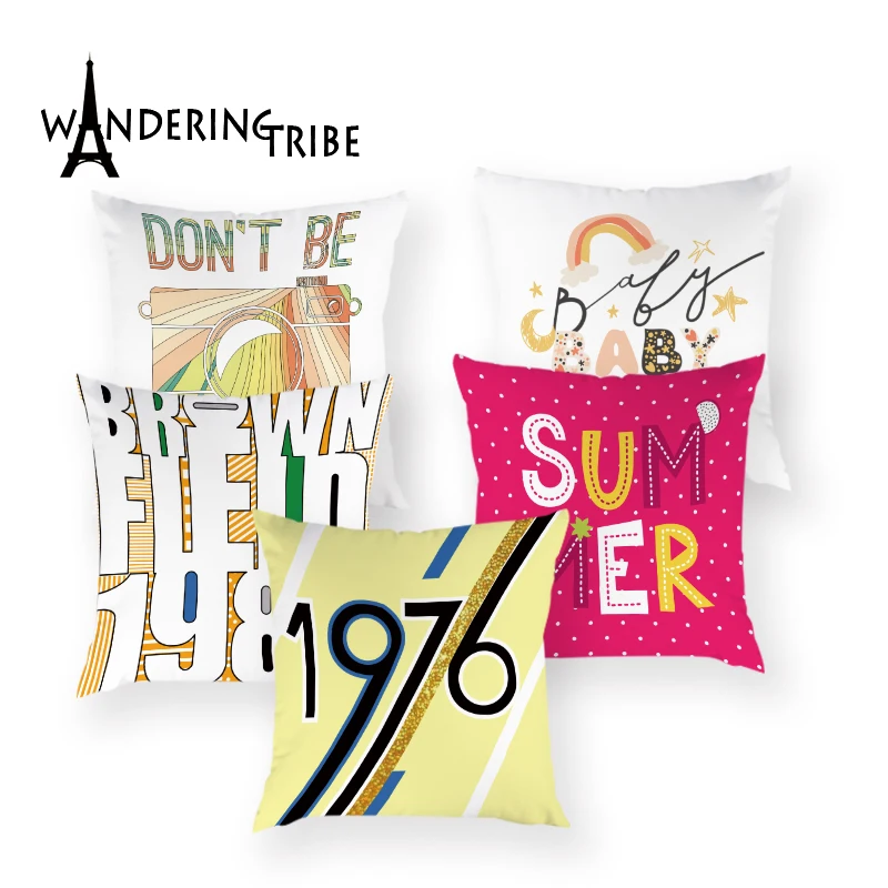 

Cartoon Letter Pillow Cover Pink Decoration Housewares Throw Pillowcases Living Room Sofa Home Bed Cushion Cover Bed Kissenbezug