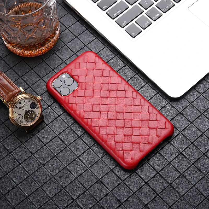 4 цвета для iPhone 11 Pro Max настоящий натуральный Овчина натуральная кожа чехол для телефона овчина задняя крышка крест ткачество металлическая кнопка