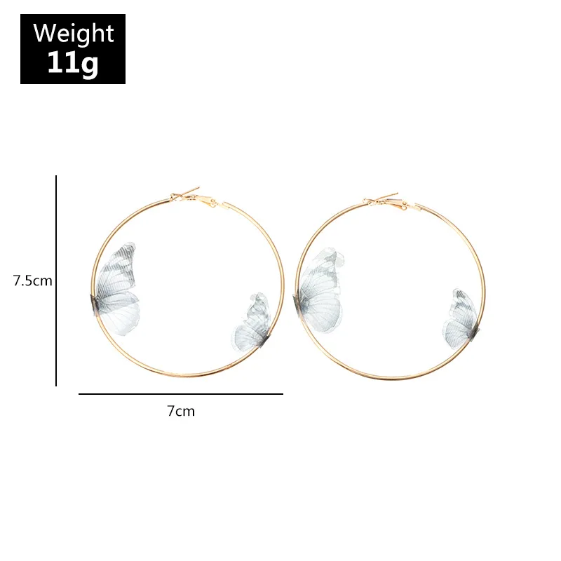 

New Exaggerate Butterfly Golden Big Smooth Circle Hoop Earrings for Women Geometry Loop Drop Earrings 2021 Trend Fashion Jewelry
