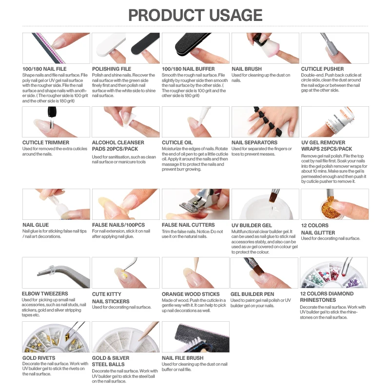 Modelones 22 шт./лот набор инструментов для профессионального дизайна ногтей