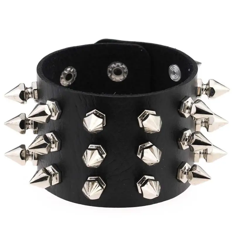 

Black Retro Wrap Pu Leather Bracelet Punk Style Studded Spike Wrap Bracelet Cuff браслет For Women Jewelry Gift Mujer Pulseras