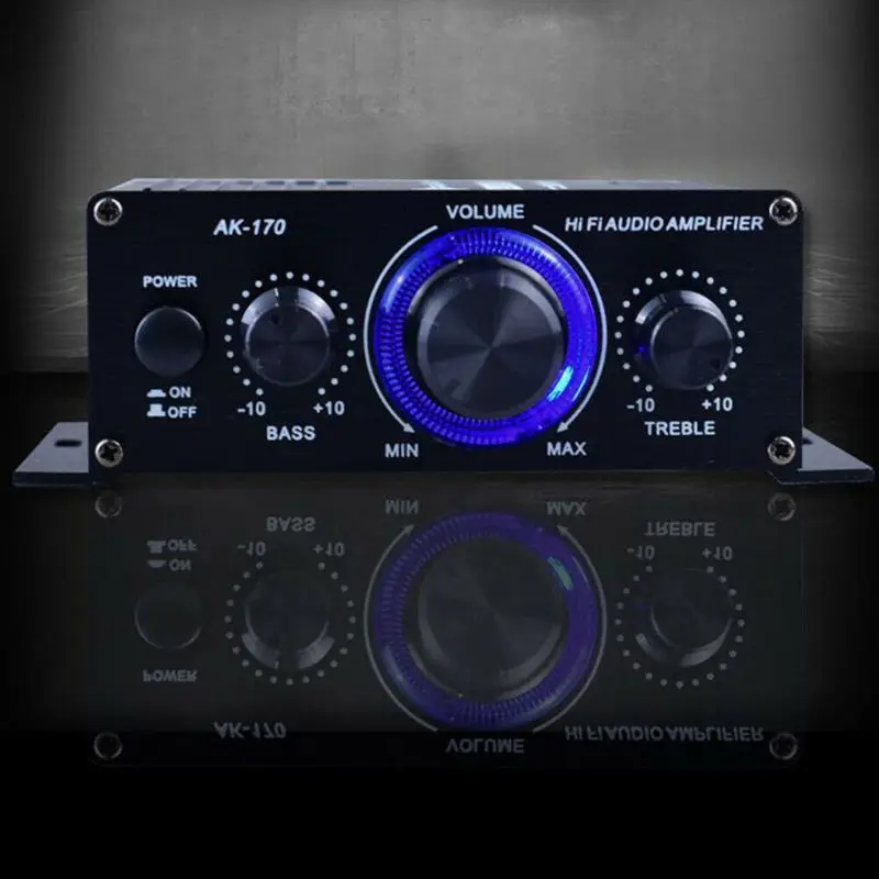 400 Вт DC12V двухканальный мини HIFI AUX усилитель мощности для AK 170 с сисветодиодный