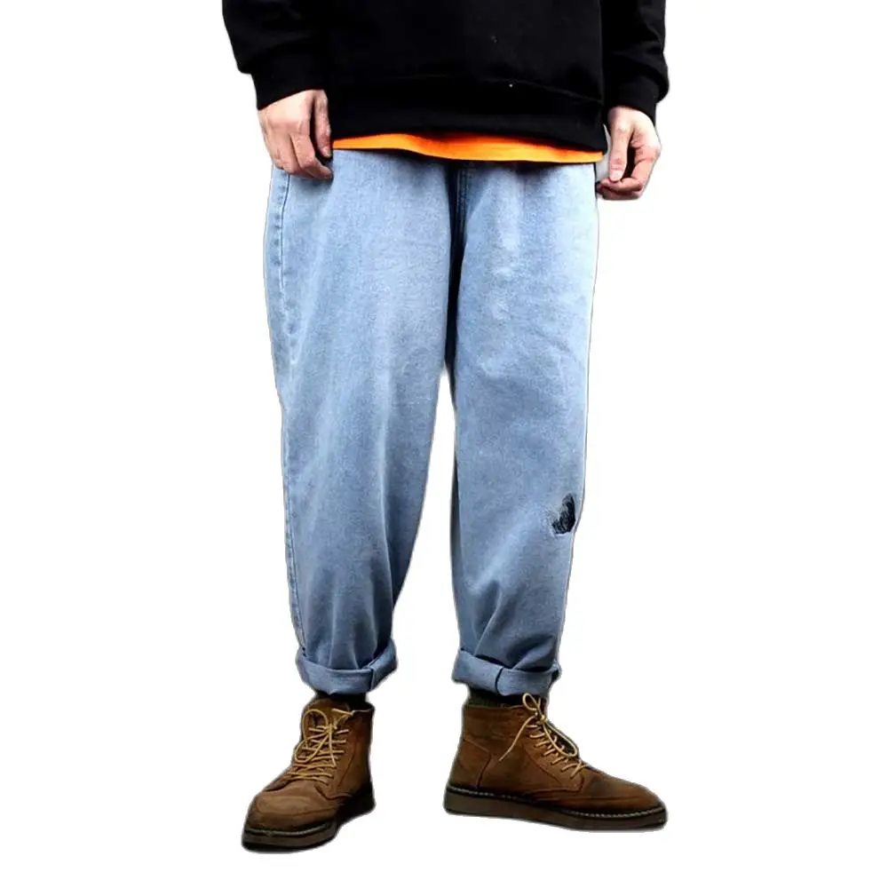 New Fashion Loose Baggy Hiphop Harem Jeans Men Casual Denim Pants Straight Trousers Streetwear Male Clothing