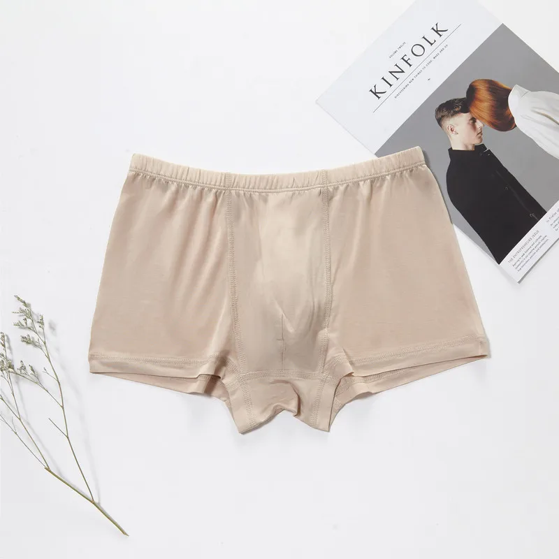 Мужские трусы боксеры из 100% натурального шелка мужские здоровые однотонные