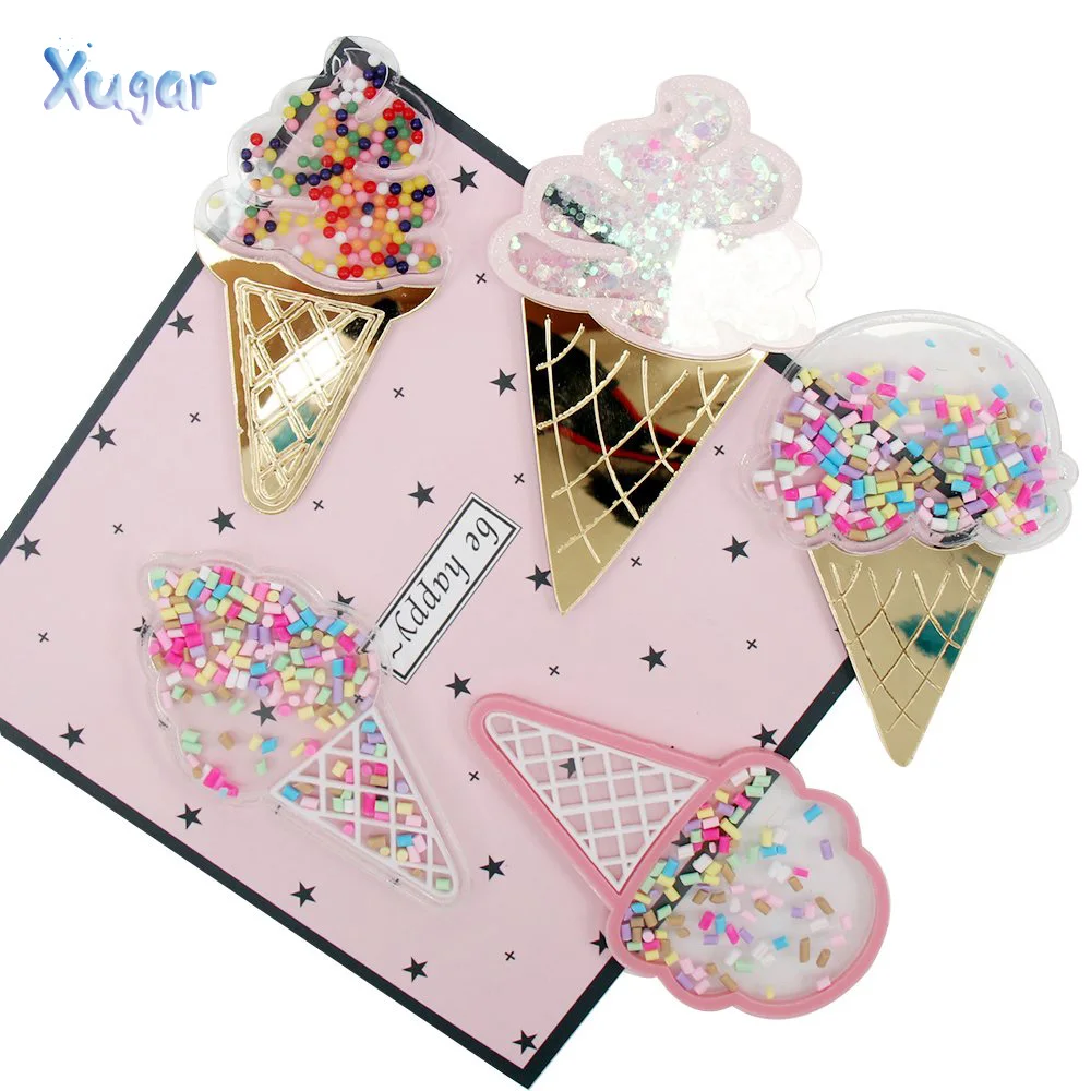 

Xugar Liquid Quicksand Planar Resin Patches Ice Cream Apparel Accessories For Phone Case Sticker Handmade Supplies Bows Decor