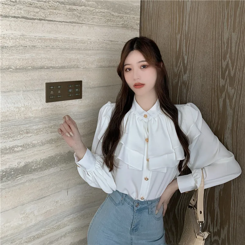 

RUGOD 2021 spring new retro simple solid silk shirt outgoing women's shirt all-match basic spring shirt 2021 new female tops