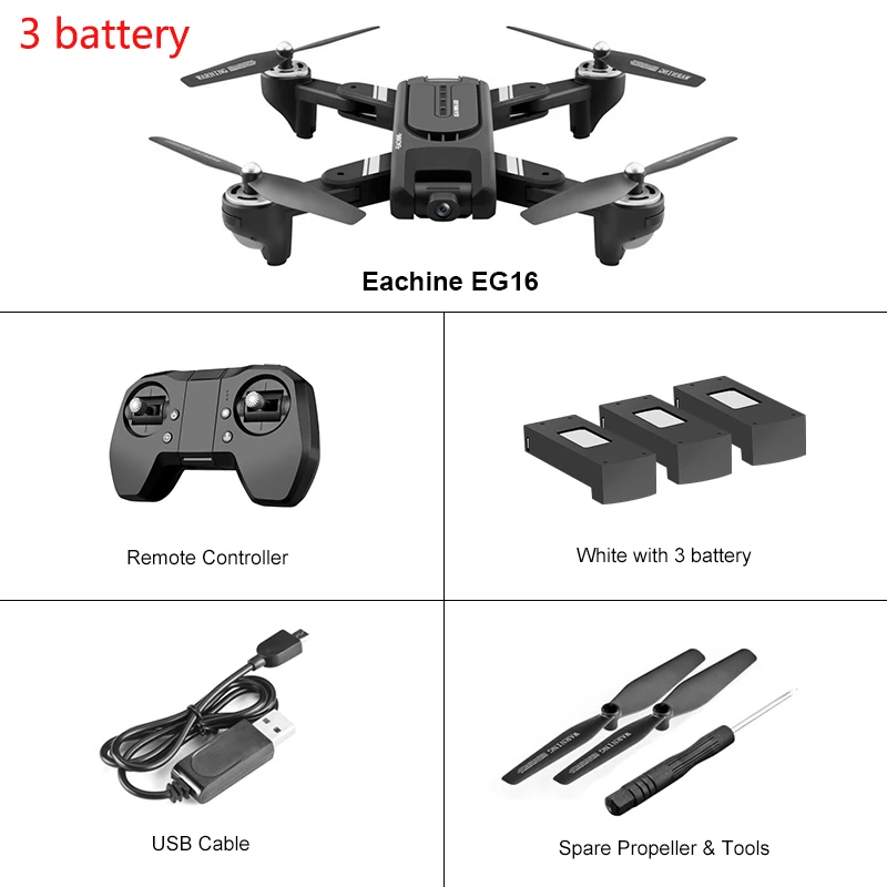 3 battery Eachine EX3 gps 5G WiFi FPV складной Радиоуправляемый Дрон с 2K камерой оптический поток OLED переключаемый дистанционный бесщеточный Квадрокоптер RTF - Цвет: 3 battery