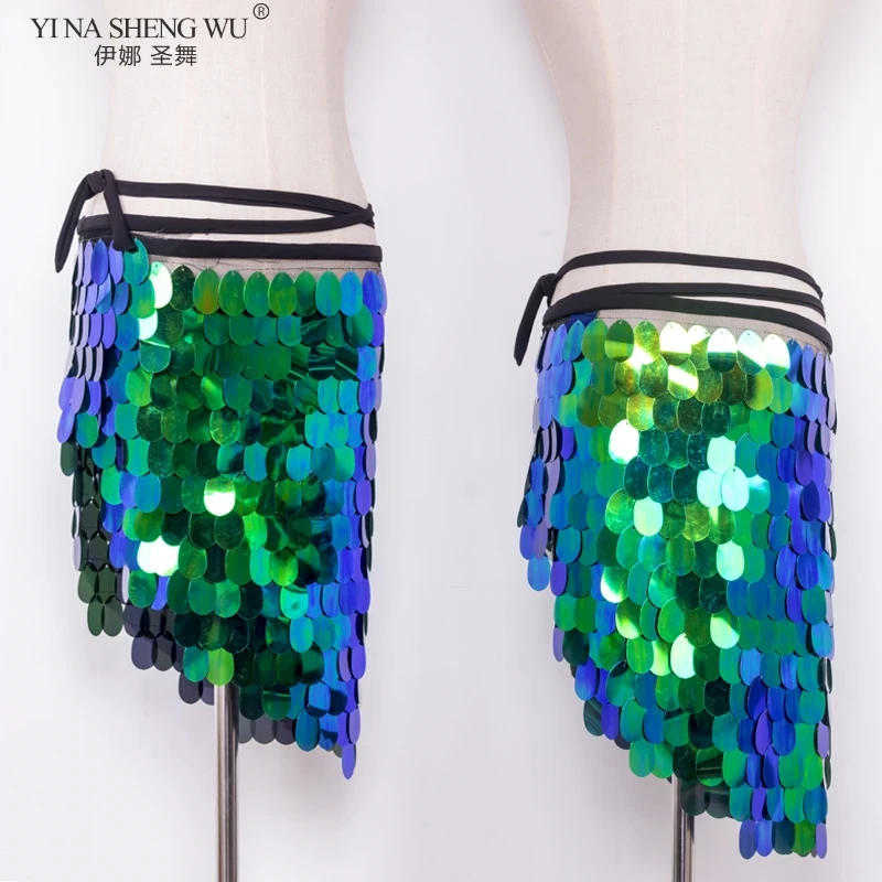 

Women Belly Dance Costume Short Hip Scarf Skirt Lady Mermaid Sequin Fish Scale Bellydance Sequin Hip Scarf Wrap Belt Dancewear