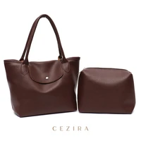 cezira fashion brand design tote bags women pu vegan leather shoulder handbag female soft flap crossbody shopper purse inner bag