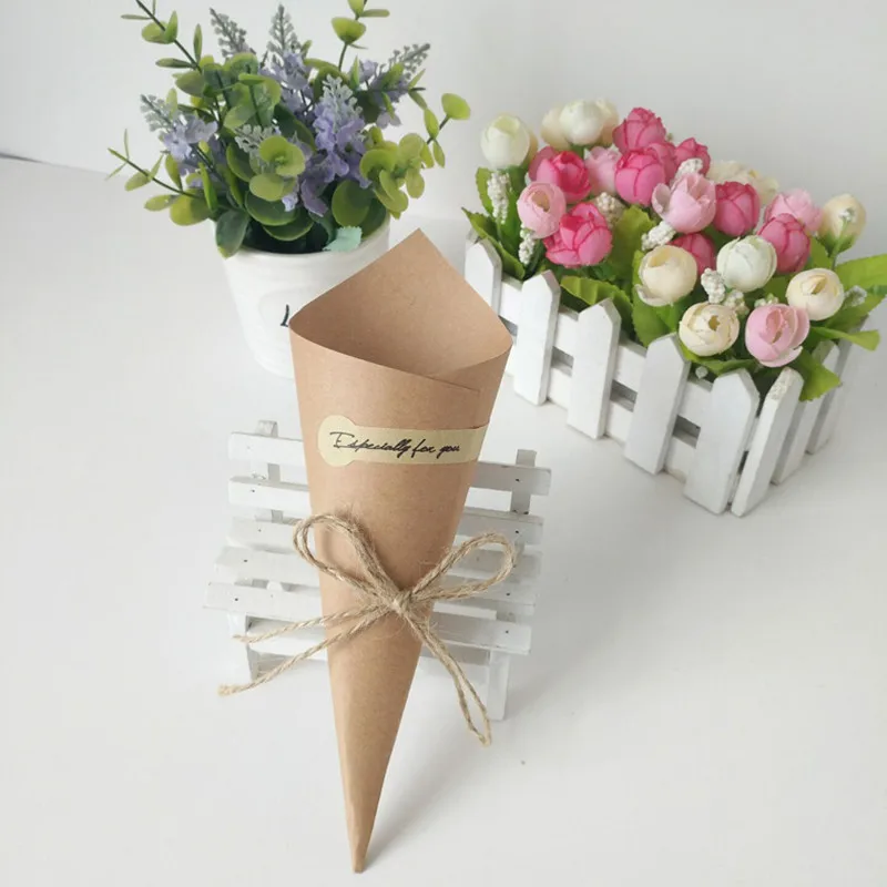 

15x15cm Square Cowhide Card With Double-sided Tape Holiday DIY Gift Cone Bouquet Wrapping Paper Holder