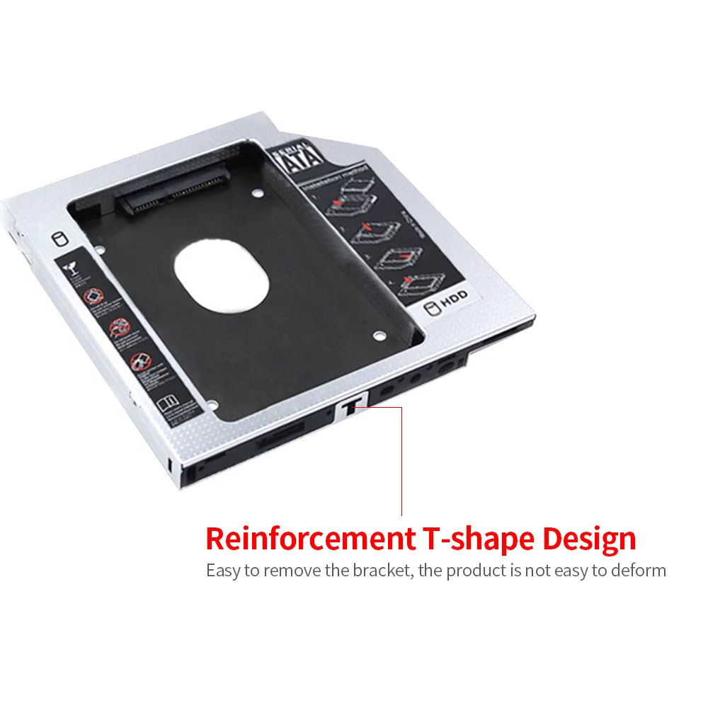 

9.5mm CD-ROM Drive Hard Disk Caddy 2.5 inch HDD/SSD Bracket with SA-TA3 Interface Aluminum Magnesium Alloy Shell for Laptop