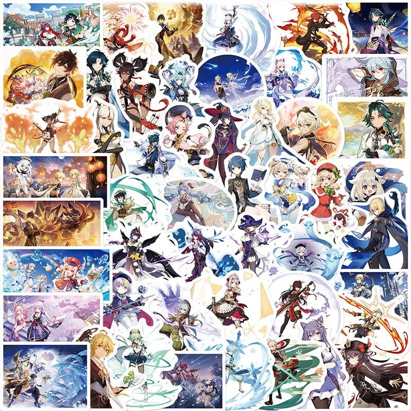 10/30/50pcs/pack Genshin Impact Double style Game Cartoon Stickers For Skateboard Computer Notebook Car Decal Children's Toys | Игрушки и