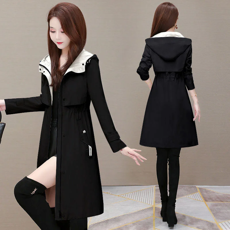 

2021 New Autumn Women Trench Coat Mid-length Woman Windbreaker Fashion Casual Lining Office Coat Outerwear Overcoat Plus Size