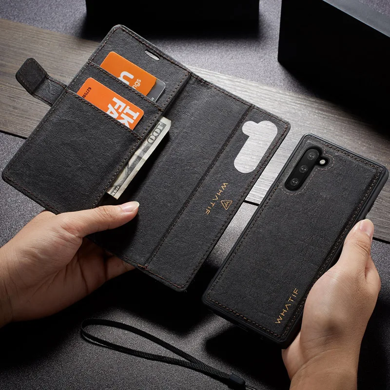 WHATIF чехол для samsung Galaxy S10 S9 S8 Note10 Plus Note 10 9 8 откидная крышка съемная крафт-бумага кожаный бумажник чехол