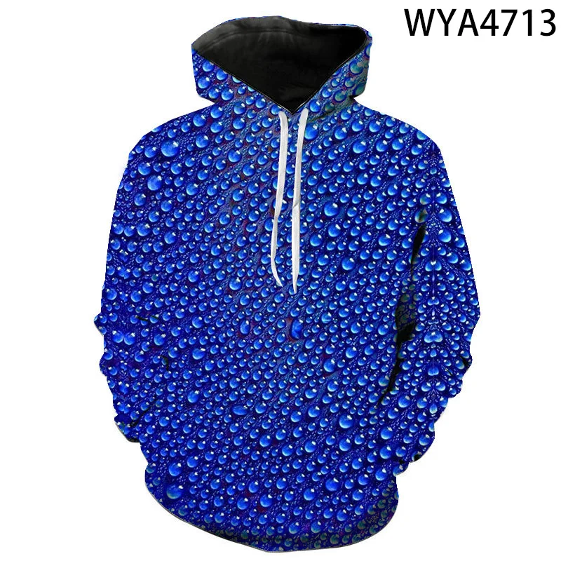 

Water Droplets Hoodies Men Women Children Autumn Long Sleeve Waterdrop 3D Pattern Print Boy Girl Cool Hooded Pullover Clothing