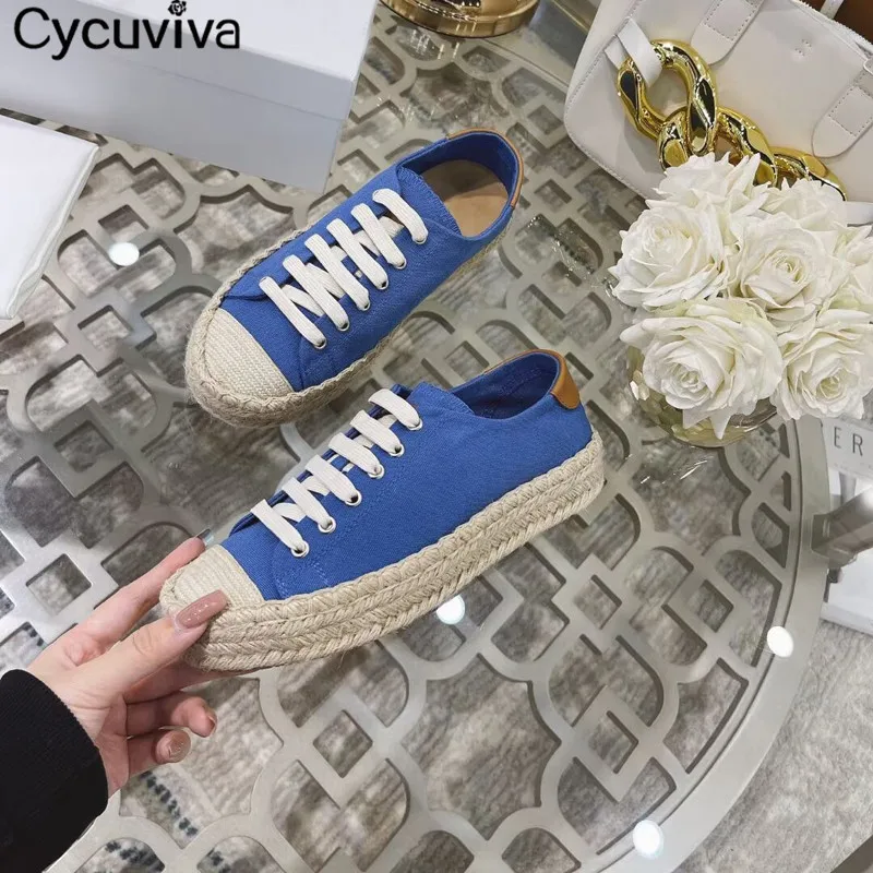 Женские холщовые туфли со шнуровкой и круглым носком | Обувь