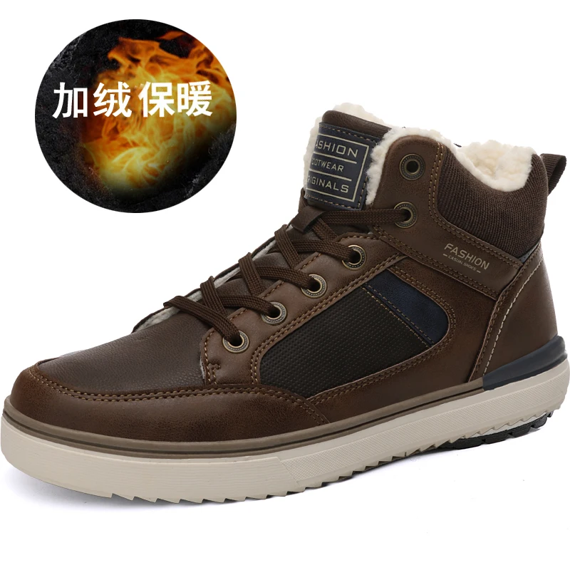 Ankle boots men black large size 11 winter shoes warm fur snow wear-resistant adult male tennis | Обувь
