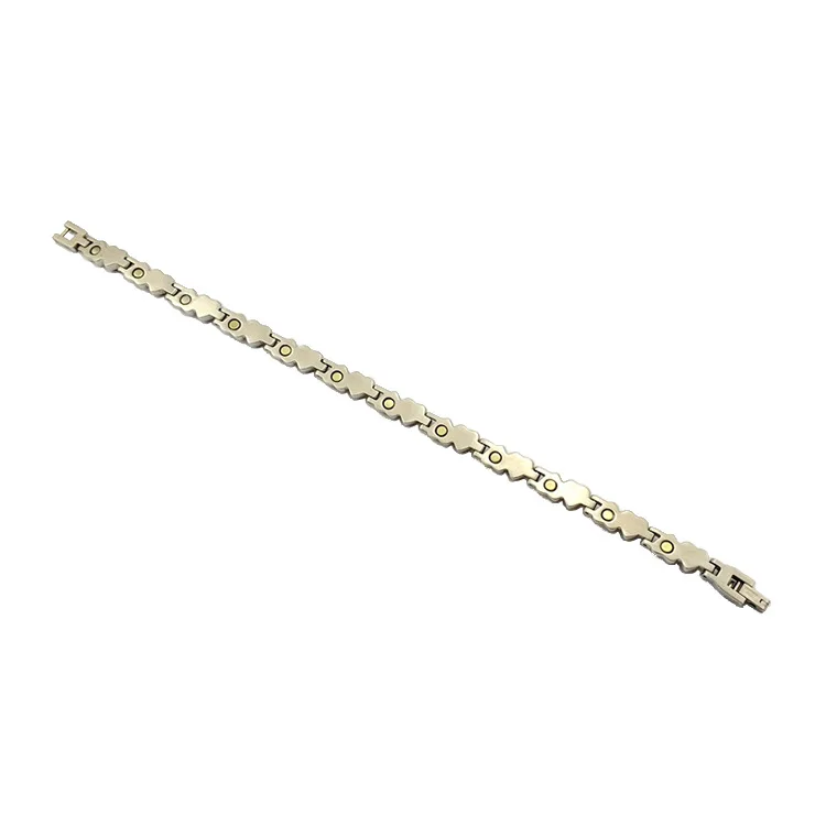 

Far Infrared Negative Ion Semi Gem Heart-shaped Women's Titanium Steel Magnetic Therapy Bracelet Anti Fatigue Radiation Slimming