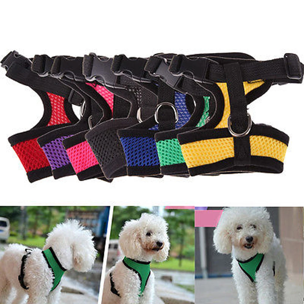 

Adjustable Pet Control Harness Collar Breathable Small Dog Pet Harness Leash Set Puppy Cat Vest Harness Collar Pug Cat Mesh Vest
