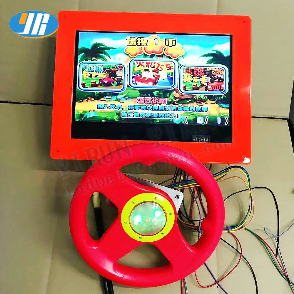 

17-дюймовый ЖК-дисплей детская качели машина 17 в 1 гоночный автомобиль пожарная машина видеоигра доска с рулевым колесом
