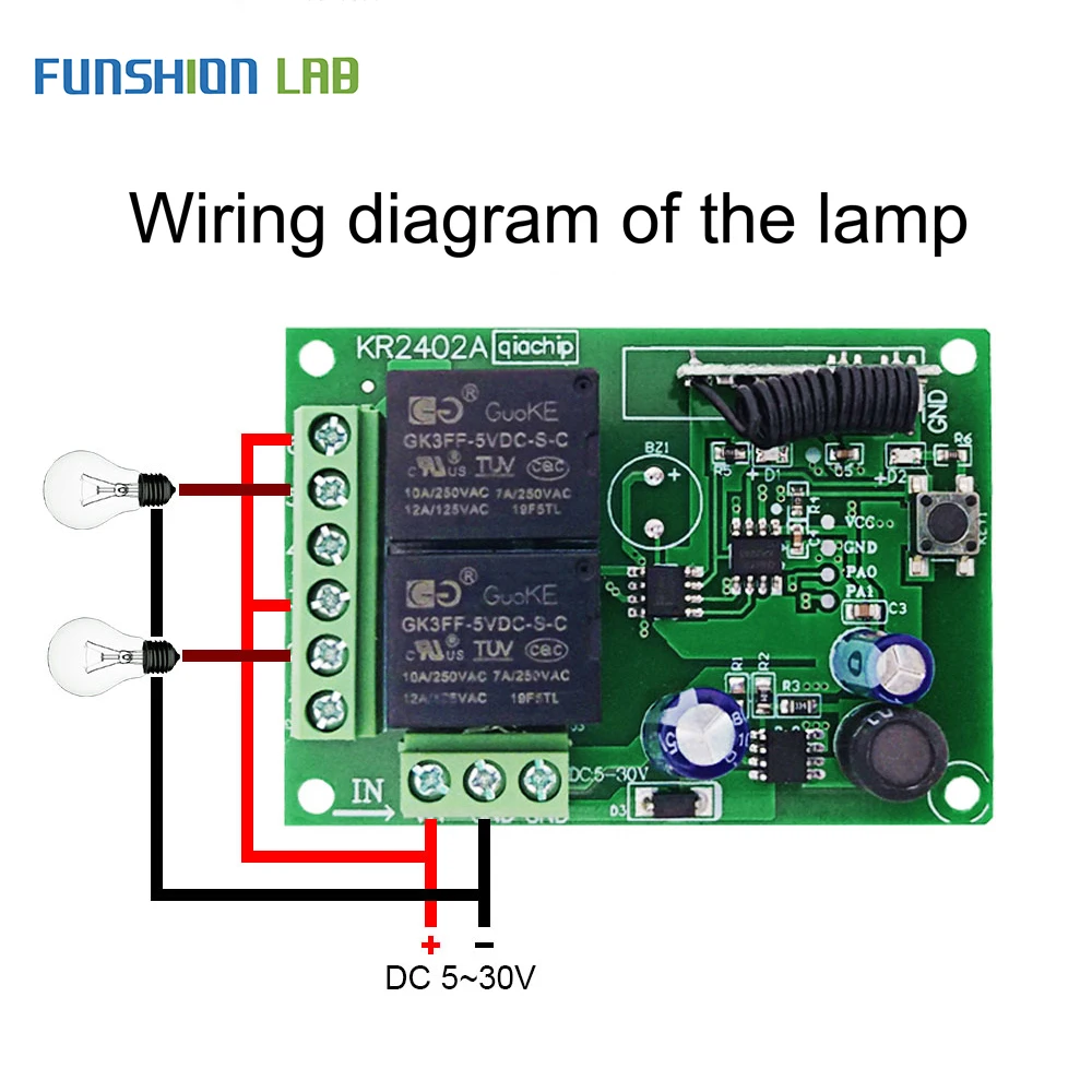 FUNSHION 433MHz универсальный DC 6V 12V 24V 2CH беспроводной умный пульт дистанционного
