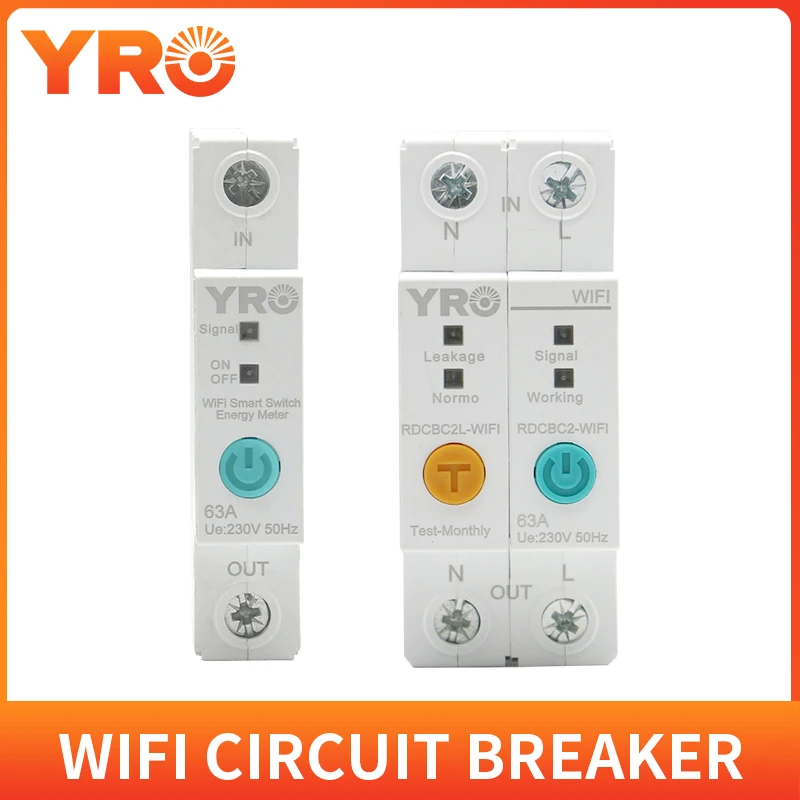 

63A 1P 2P Ewelink Single Phase WIFI Smart Energy Meter Kwh Metering Monitoring Circuit Breaker Timer Relay with Leakage Protecti