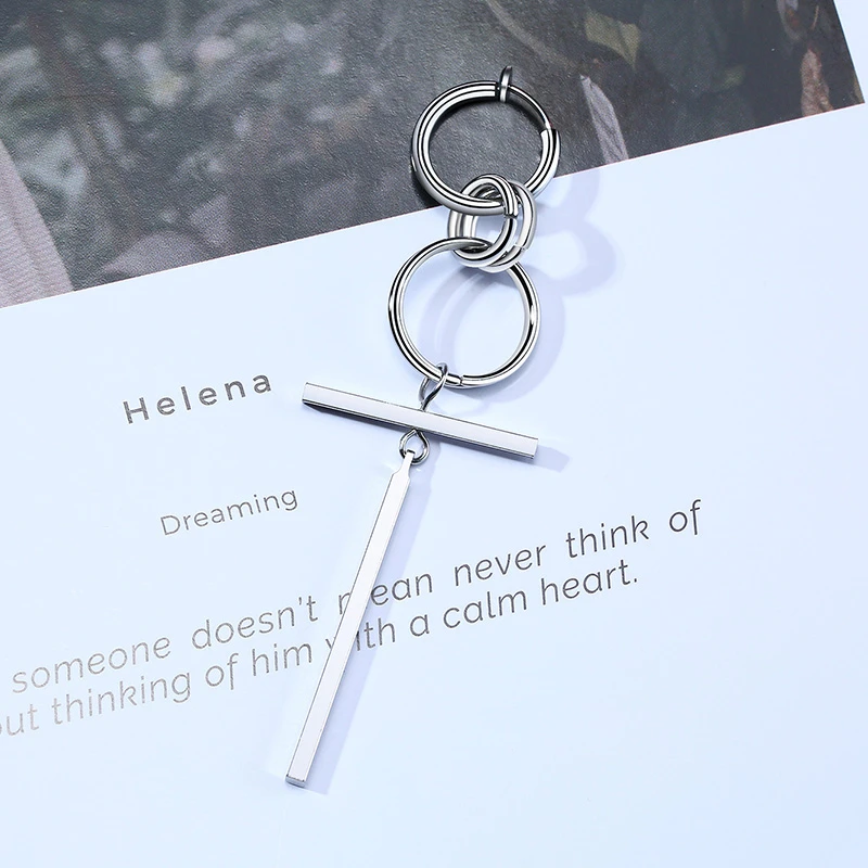 Мужские Серьги Клипсы из нержавеющей стали с двумя кольцами|Серьги-кольца| |