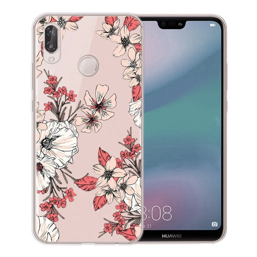 Мягкий чехол для huawei Honor 7A 8A 8X 8C 9 10 mate 20 P Smart P10 Lite Nova 3 TPU крышка с флорой D617 |