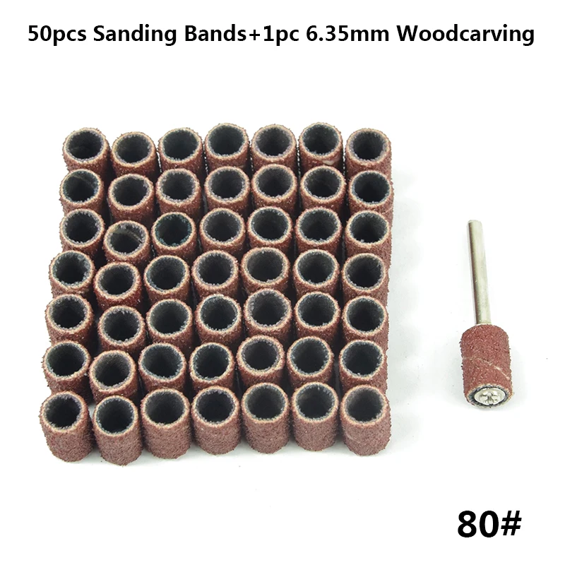 50pcs 80# шлифовальные ленты Dremel с 1/" хвостовиком шлифовальная лента оправка абразивные инструменты для Dremel электрическая дрель Электроинструмент шлифовальный барабан - Цвет: 50pcs