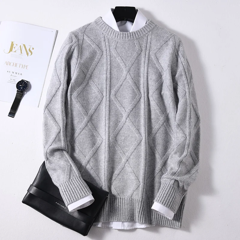 2019 высококачественные свитера из 100% кашемира и шерсти вязаные мужские джемперы