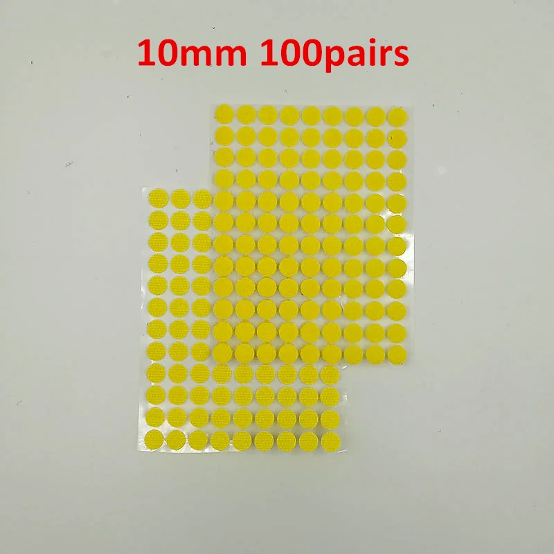Yellow 10mm 100pairs 100 пар Самоклеящиеся Застежки лента 10/15/20/25/30 мм сильный клей точки Стикеры крюк и петля; цвет белый, черный; Круглый Монеты нейлоновая лента - Цвет: Yellow 10mm 100pairs