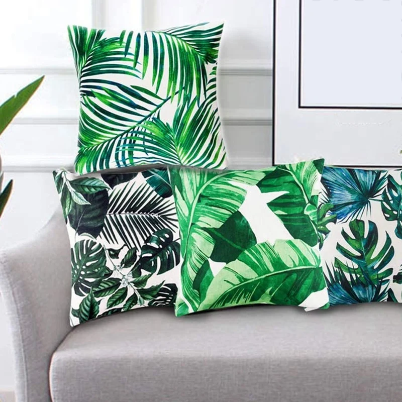 

Cushion Cover Tropical Plant Theme Cotton Linen Throw Pillow Covers Square Pillow Cases for Sofa Car Home Decor
