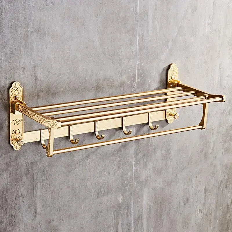 

fold white gold bath towel rack Active bath bathroom holder Antique Double towel shelf Black/White towel rack