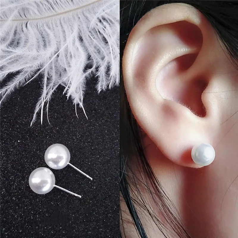 Бесплатная доставка простые элегантные классические серьги гвоздики с белым