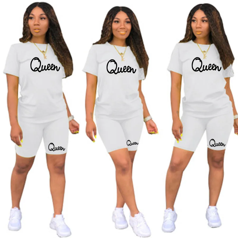 Женский летний комплект из двух предметов футболка с коротким рукавом и круглым