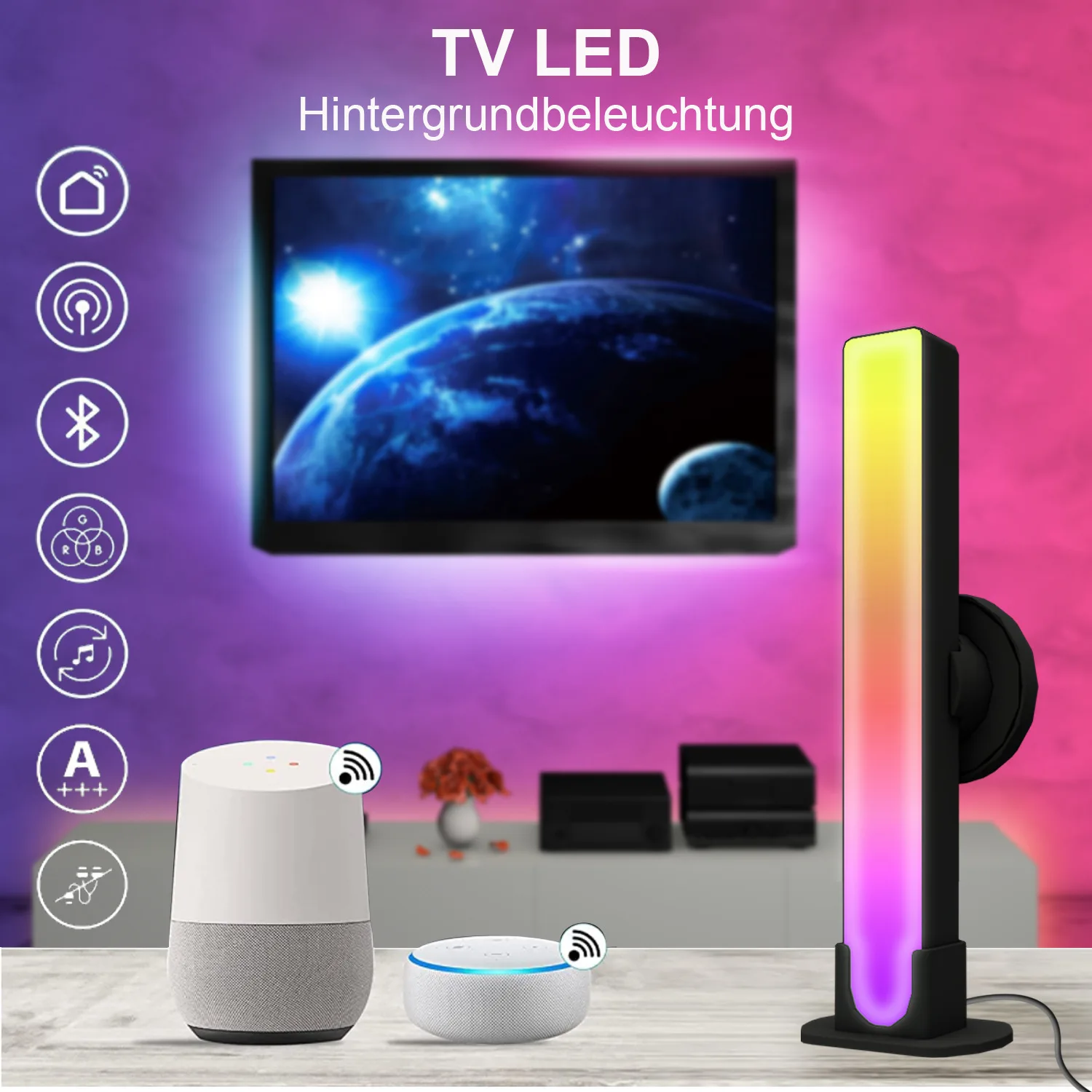 Computer Desktop RGB Magic Atmosphere Light with Background Music Color Changing Environment Game Bluetooth Music Sensor Light