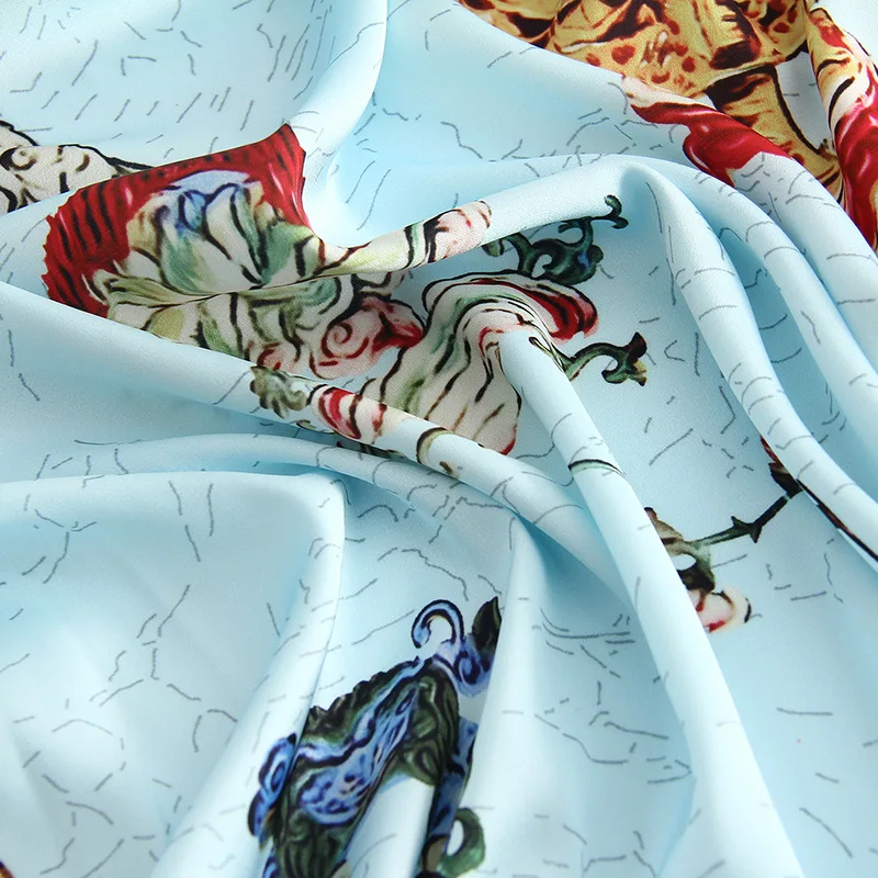 145 * 100cm Spring and Summer New Chiffon Satin Fabric Vintage Vase Hand-Painted Pattern Shirt Clothing Printing 3 Colors | Дом и сад