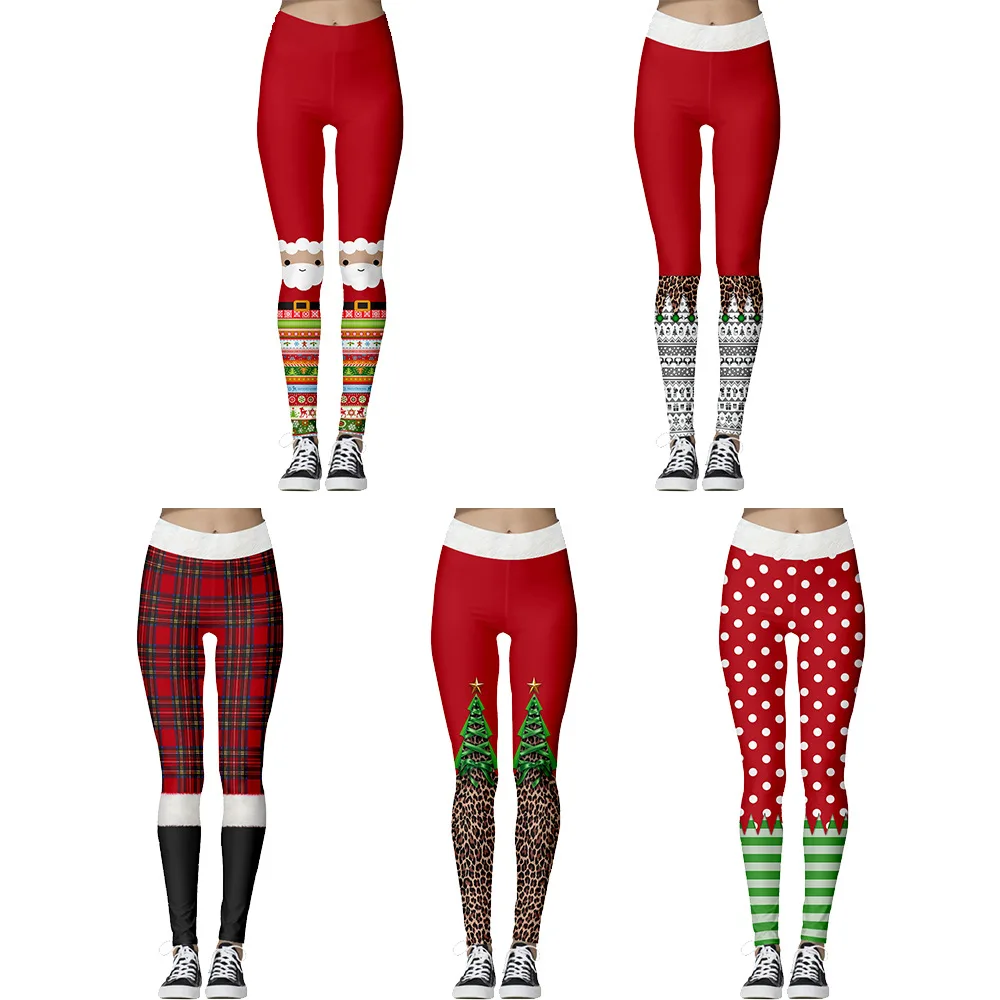 

Seamless Legging Print Pants Trousers Stretch Pant Christmas style High Waist Skinny Workout Fitness Running Sports Leggins