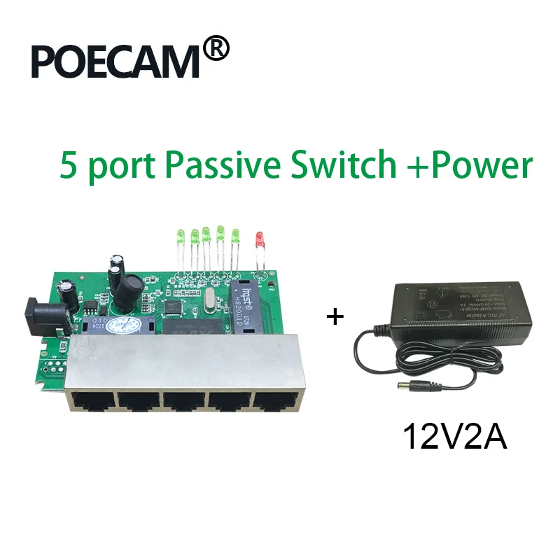 5 Порты и разъёмы 12V 15V Пассивный Poe коммутатора ethernet 10/100 Мбит/с коммутатор poe 4 Порты и разъёмы питания для камеры видеонаблюдения IP телефон ip камеры 4/5+ 7/8