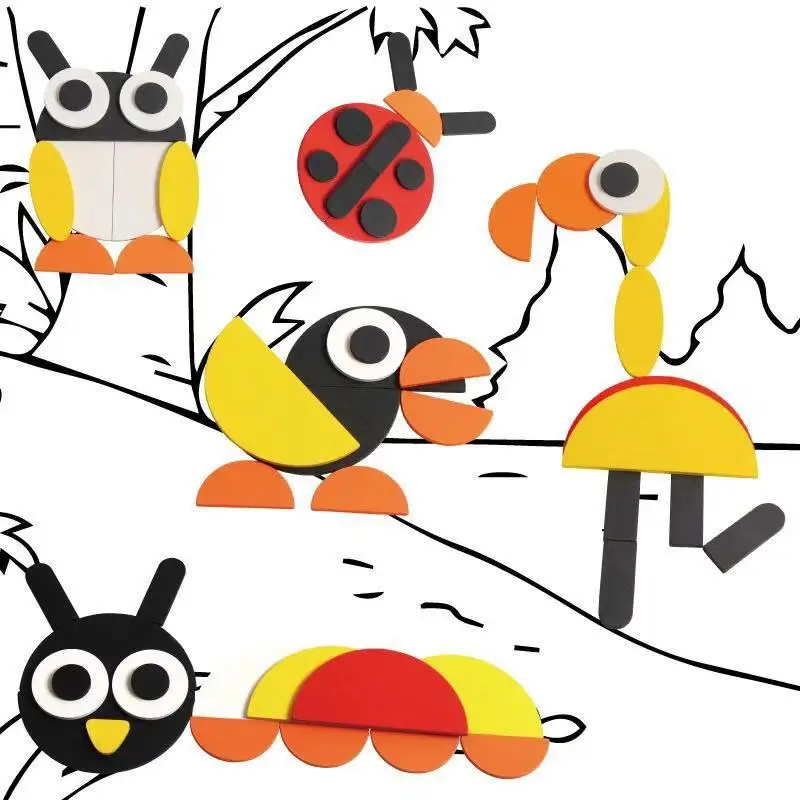 Деревянные игрушки 3D Животные пазл для раннего развития геометрия танграмма