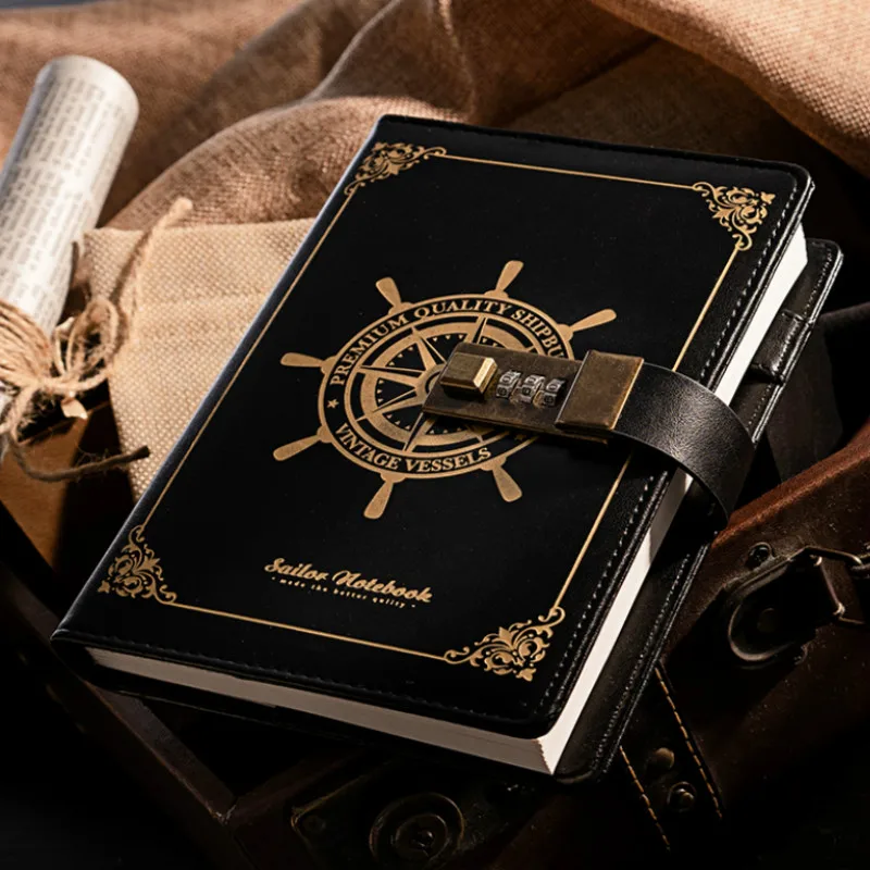 

B6 Password notebook Retro creative trend classic business Lock gift PU Universal notebook Fine art stationery Daily luxury