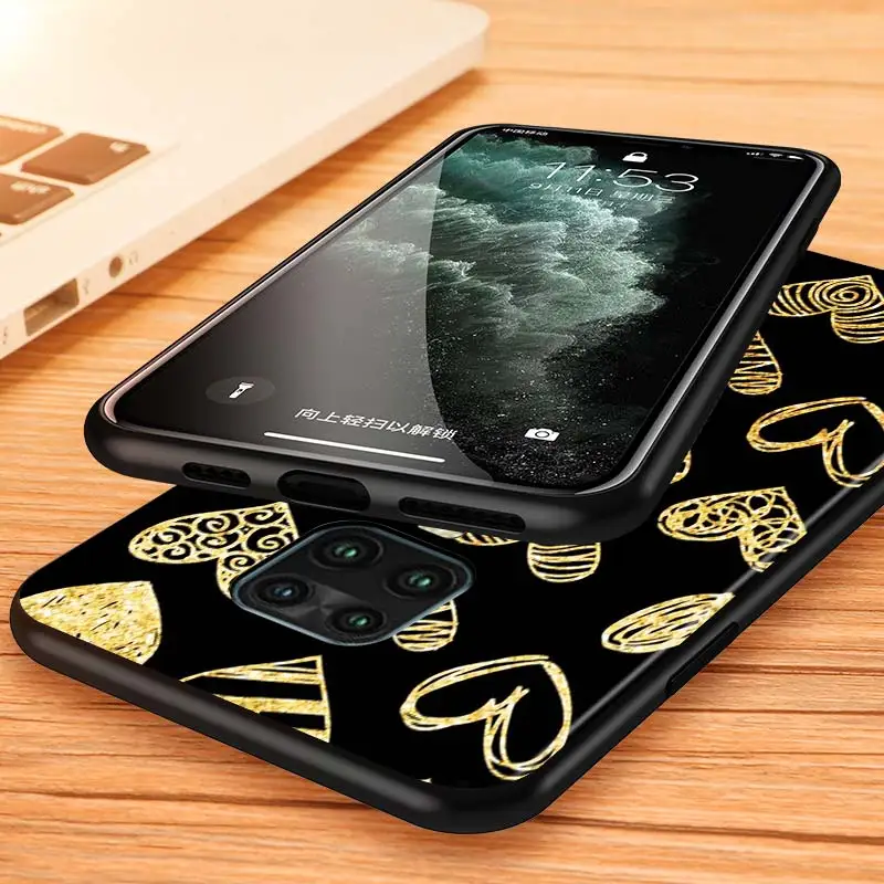 

Golden Love Flower For Xiaomi Redmi Note 9 9S 9Pro Max 8T 8Pro 8 7 6 5 Pro 5A 4X 4 Silicone Black Phone Case