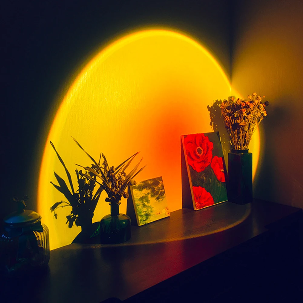 

Rainbow Sunset Projector Atmosphere Night Light Coffee Shop Projection Lights Children Bedroom Cute Night Sunset Projection Lamp