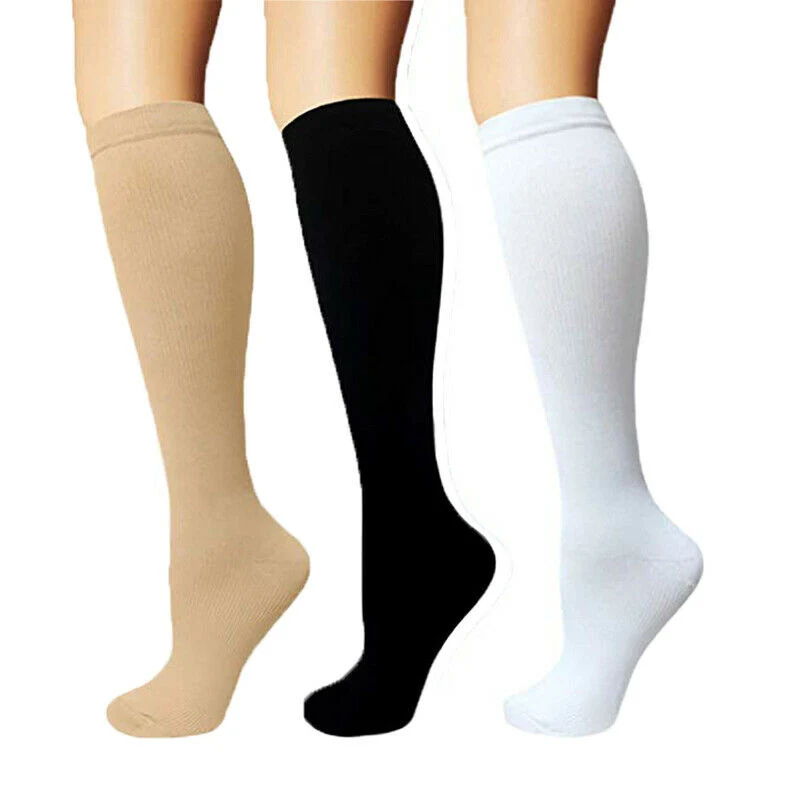 Компрессионные носки унисекс дорожные эластичные до колена с защитой от