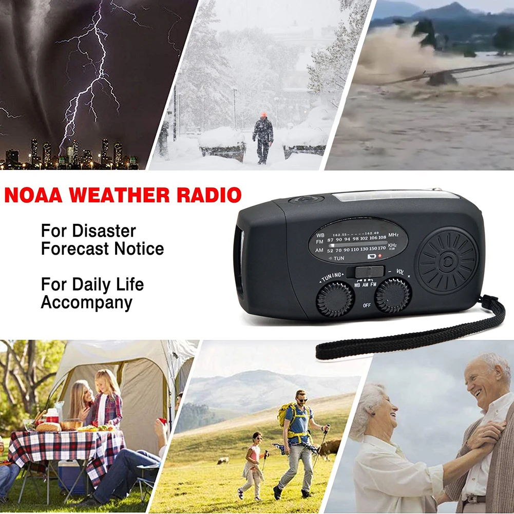 1000 мА/ч Солнечный FM AM NOAA погодное радио с ручным управлением наружный фонарь