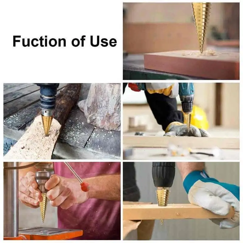 

3Pcs/set Step Drill Bit Set Hex Shank Cone Drill Cutter Bits 3-12/4-12/4-20mm Hole Drill Countersin Metal Cone O0O2 Bit L9M1