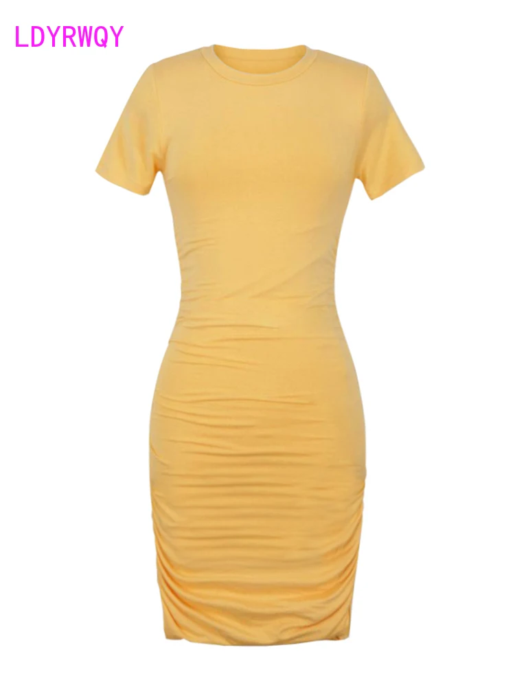 

Summer slim elastic bottoming Korean version of the slim and tight round neck cotton dress Sleeveless Office Lady
