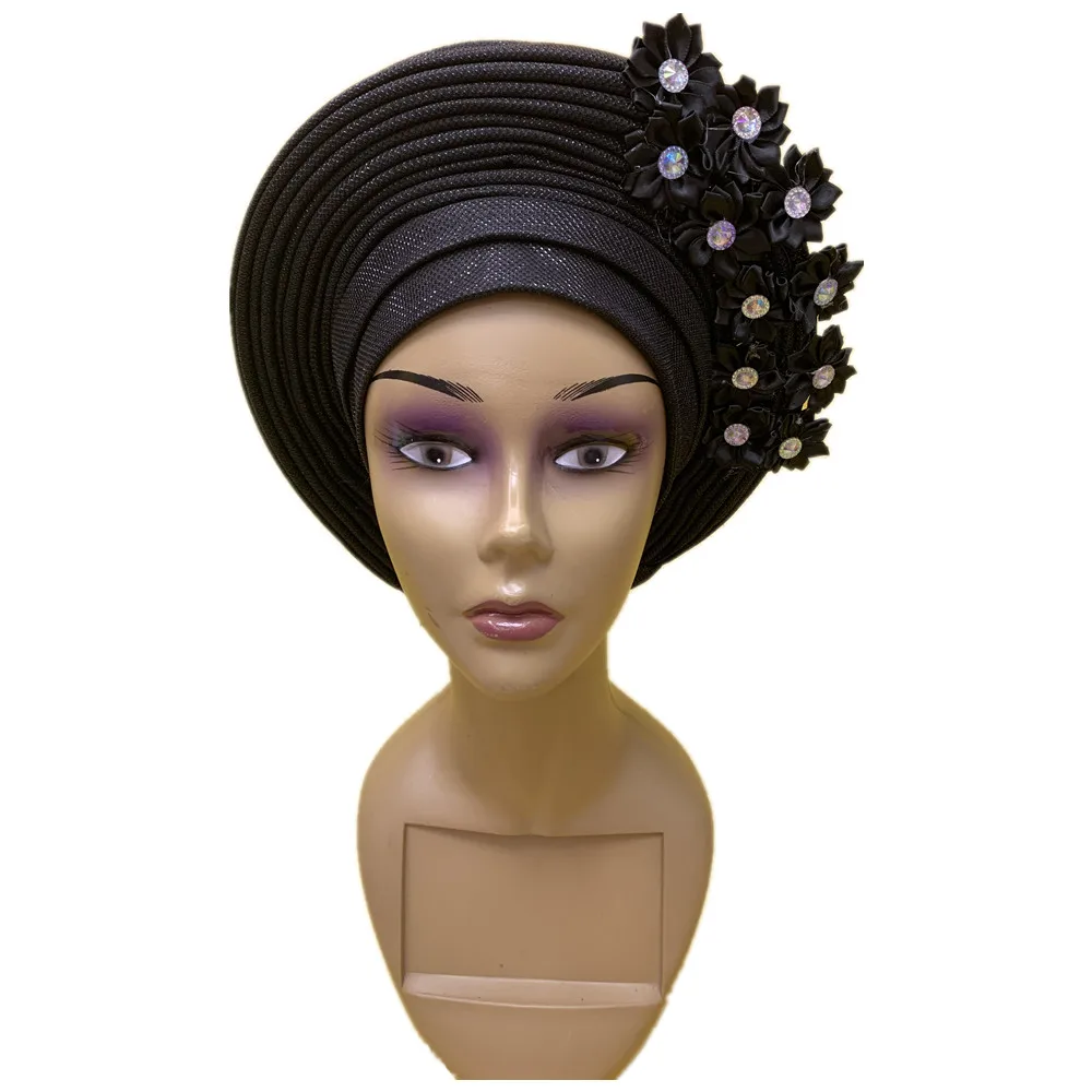 Африканский головной убор Gele Нигерийский тюрбан Auto уже изготовленный для женщин