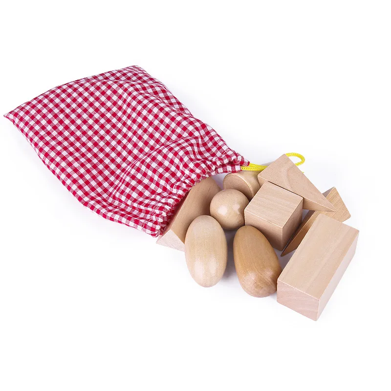 Деревянные Монтессори геометрические фигуры Твердые сборные блоки Набор