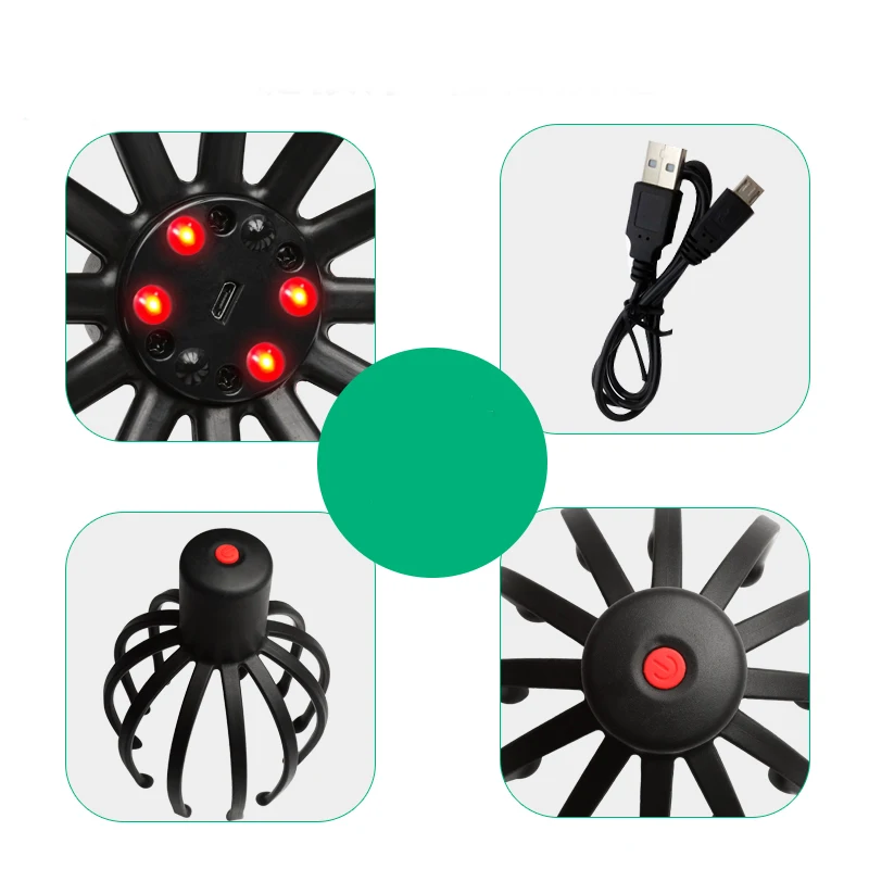 1 Pieces Electric Scalp Massager Octopus Head Care Acupoint Therapeutic Claw Stress Release Pain Relief Body Massage Rechargable